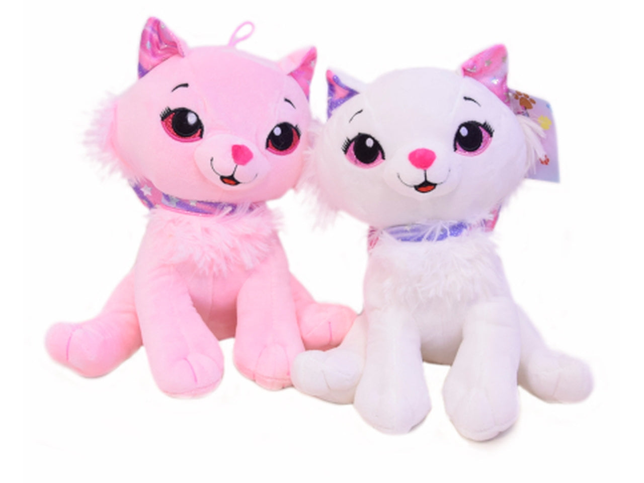 Gatto peluche rosa/bianco 25cm