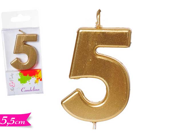 Candelina numerale oro n.5 54429