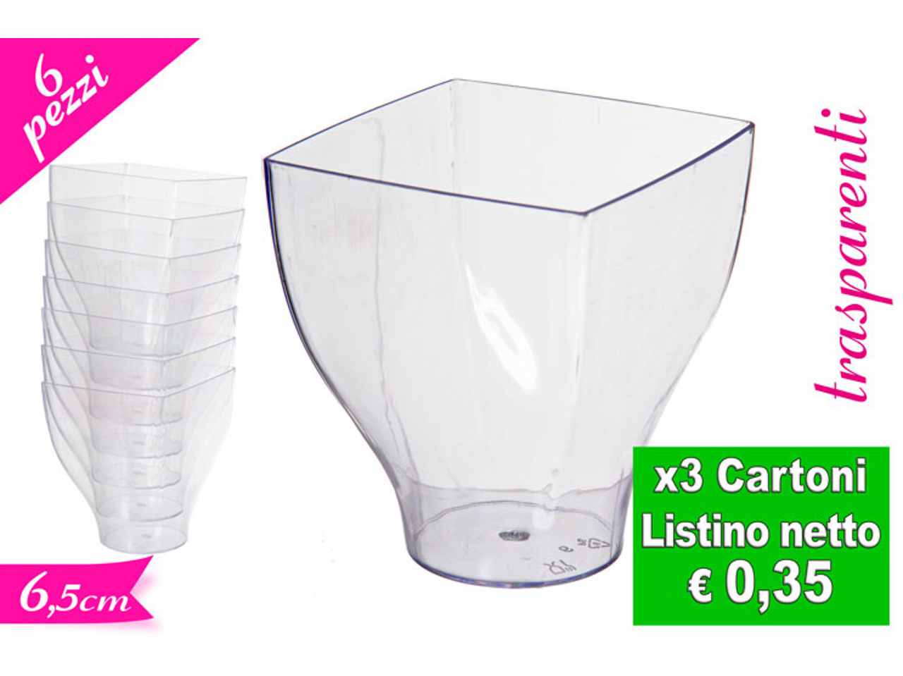 Bicchierino quadrato 6 pezzi 705729
