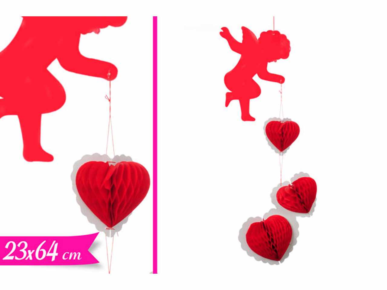 Festone cupido con cuori 23x64cm