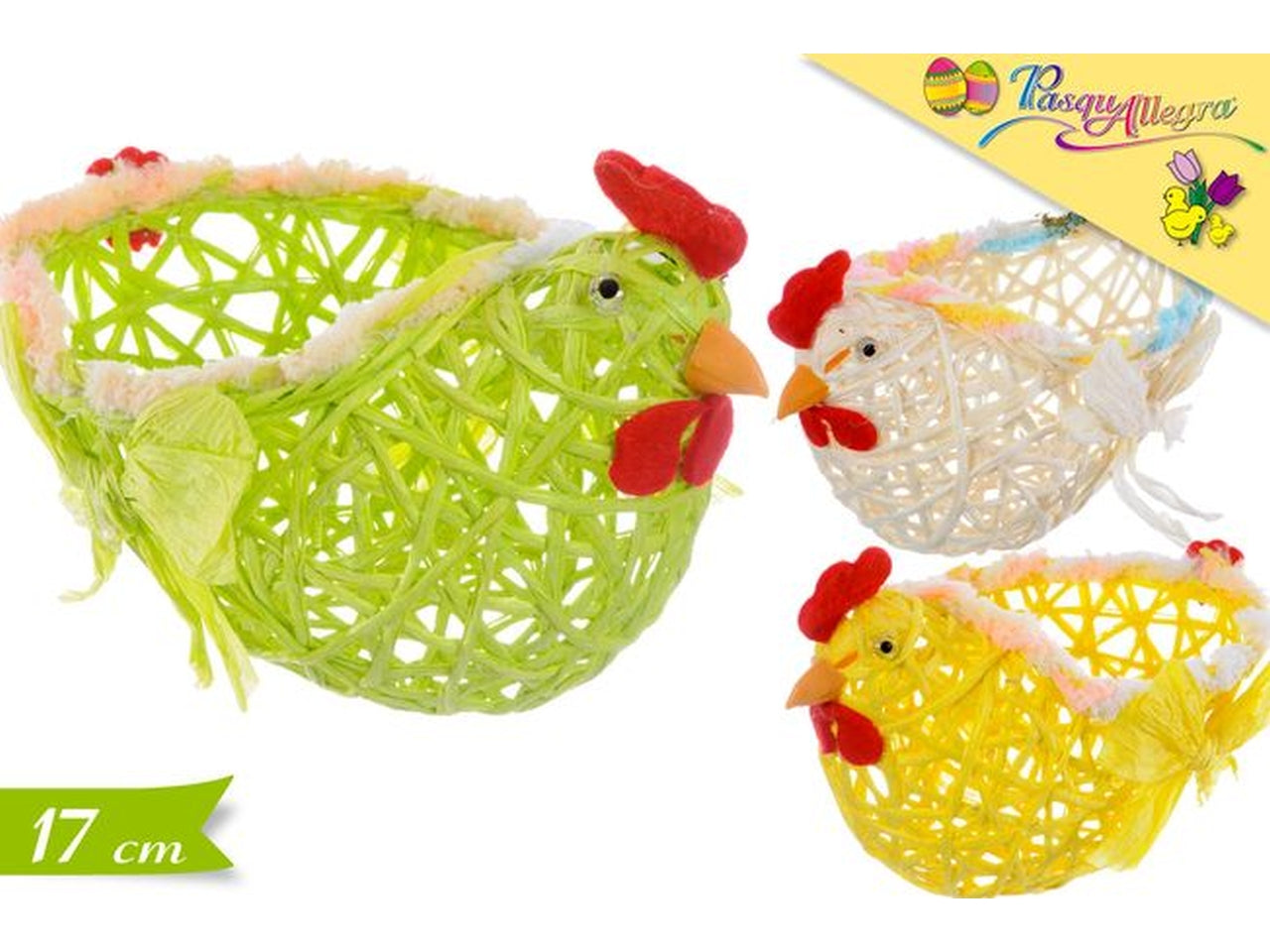 Cestino con gallina misura 17cm modelli assortiti