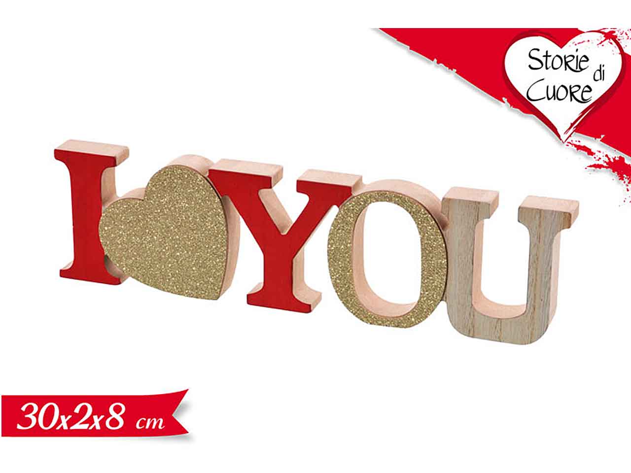 Decorazione scritta i love you 30x2x8cm