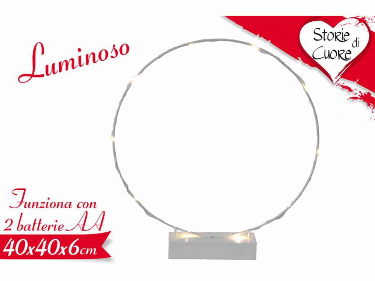 Decorazione luminosa 40x40x6cm. funziona con 2 batterie aa