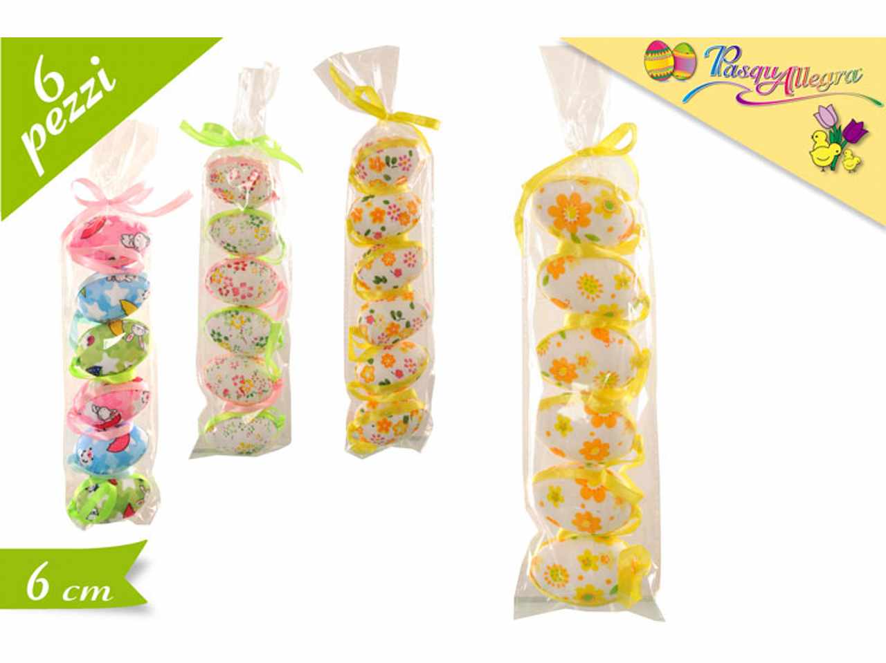 UOVA DECORATIVE 6 PEZZI ASSORTITI 6CM