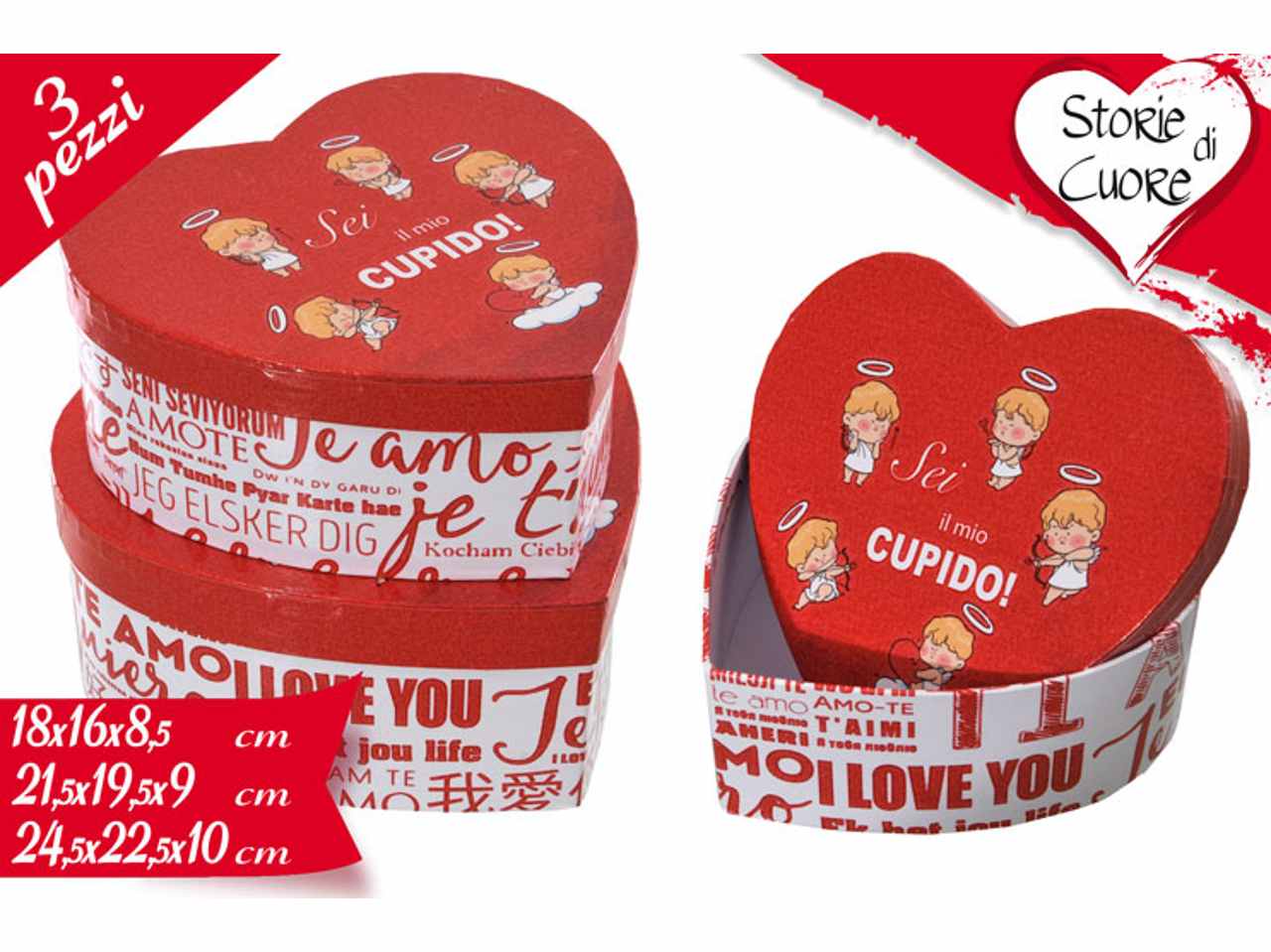 Scatola cuore 3pezzi misura scatola piccola 18x16x8,5cm - media 21,5x19,5x9cm - grande 24,5x22,5x10cm