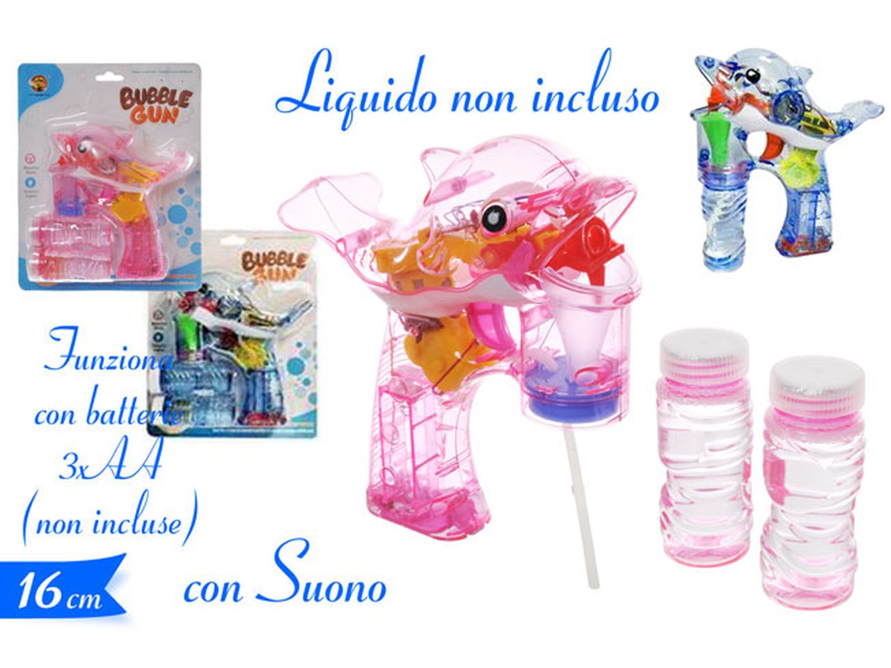 Pistola spara bolle di sapone delfino 16cm