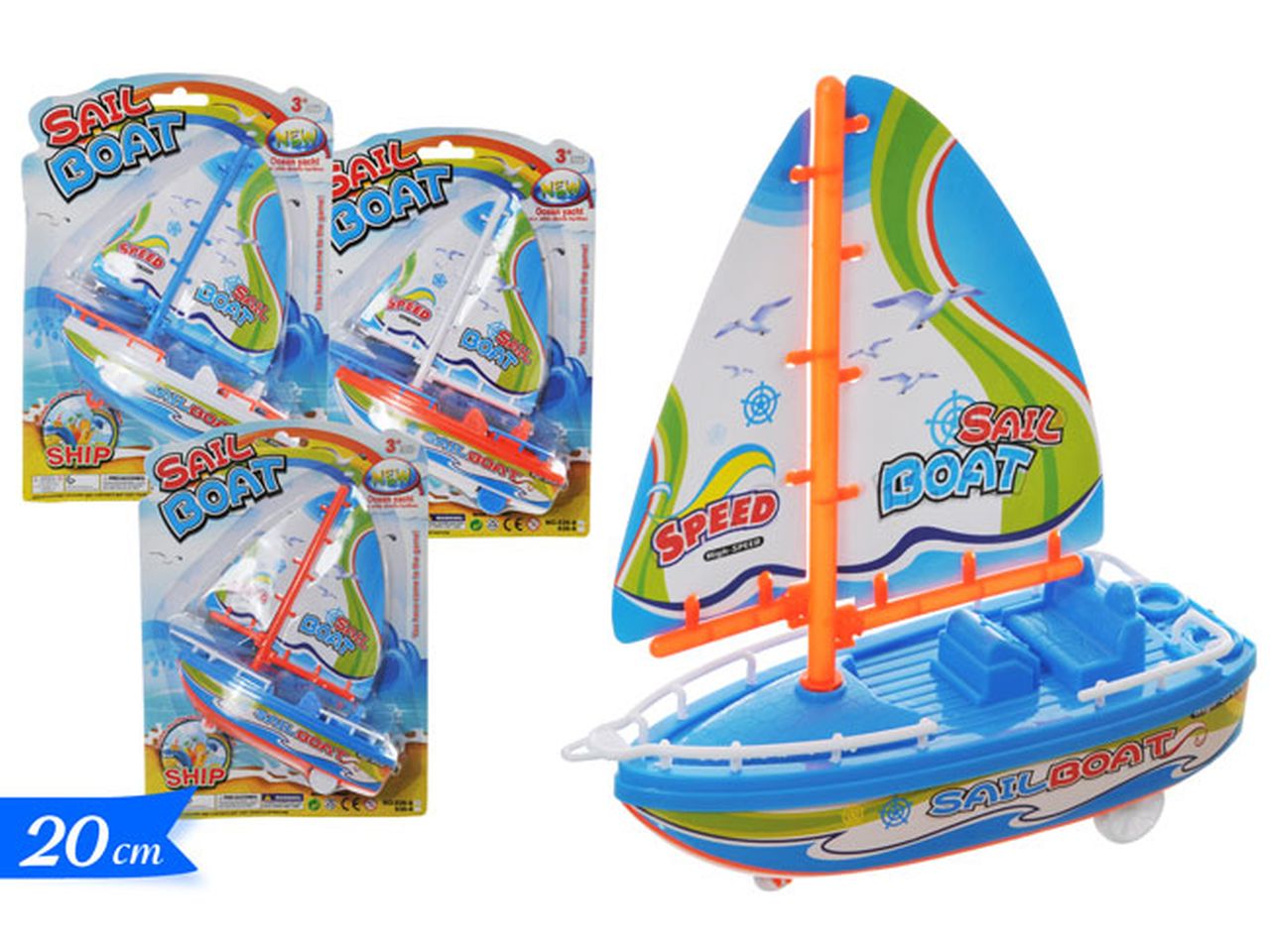 Barca a vela 20cm colori assortiti
