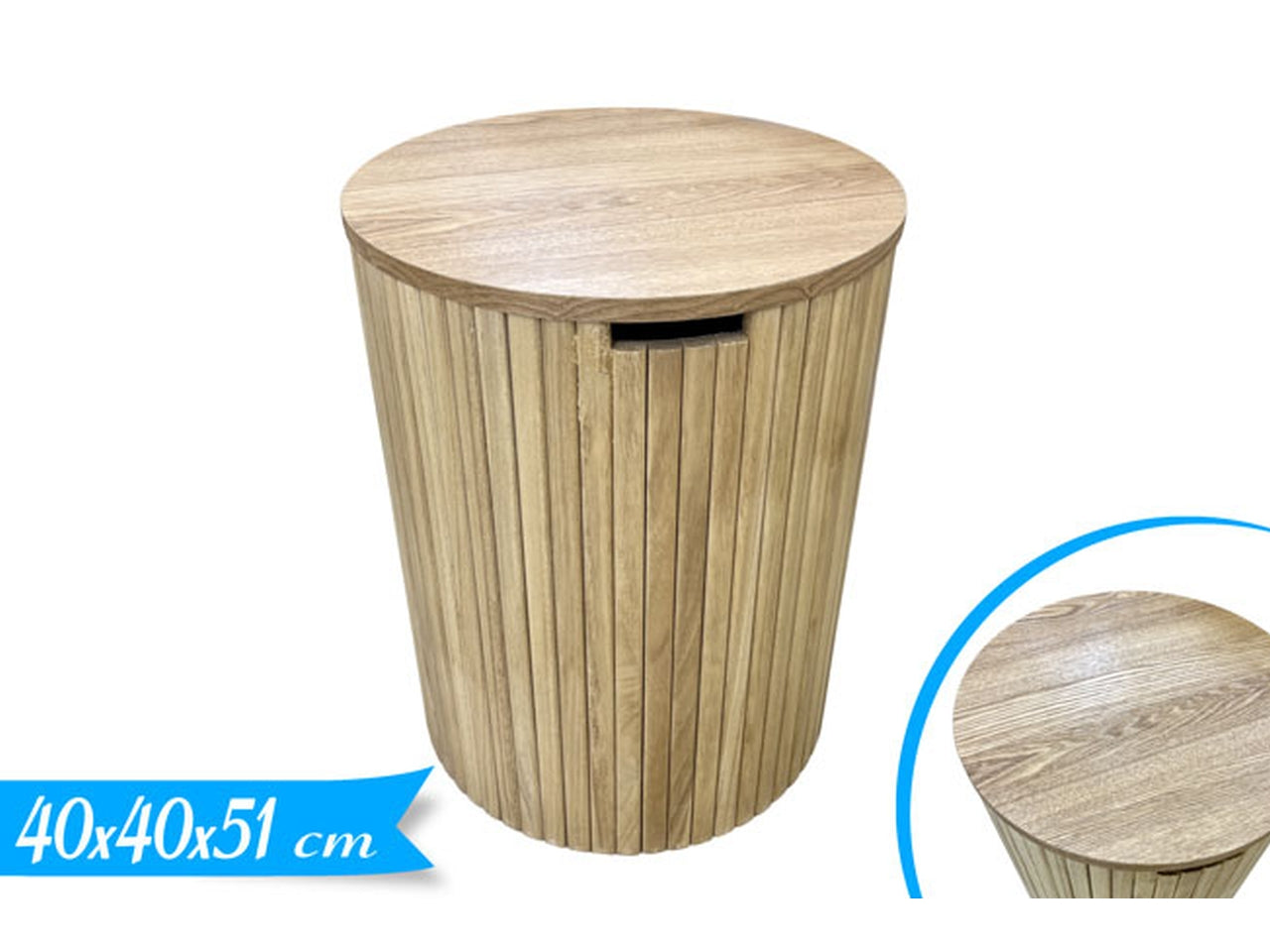 Pouf con contenitore in legno naturale stile jungle 40xh.51 cm - Golden Hill