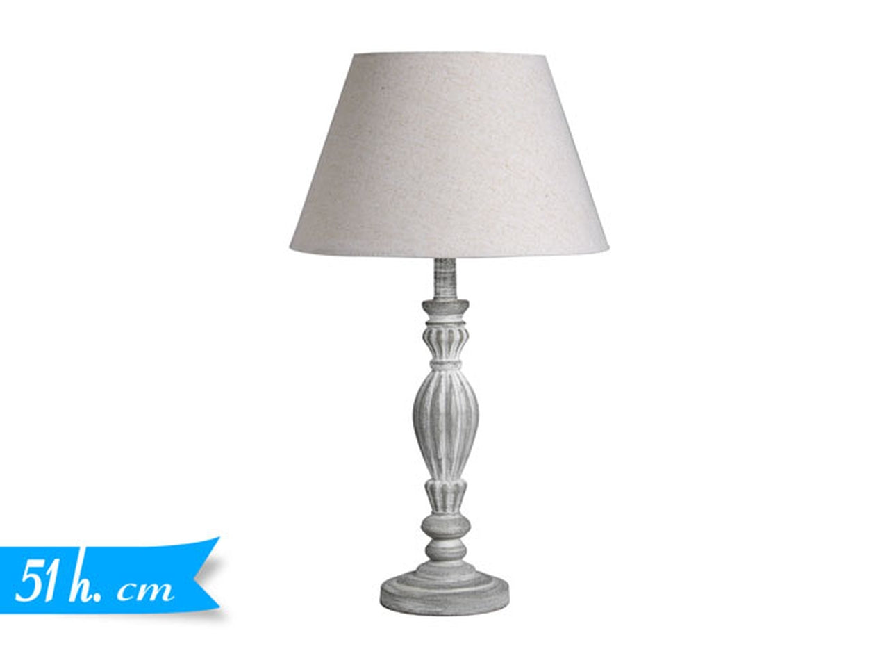 Lampada da tavolo grigio antichizzato e paralume avorio con luce diffusa stile shabby chic 51 cm - Golden Hill