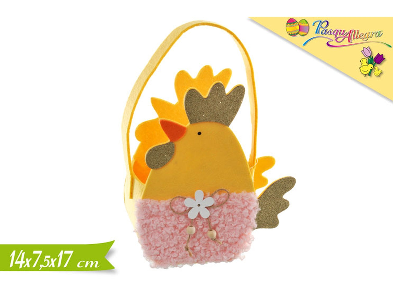 Cestino decorativo con gallina misura 14cm