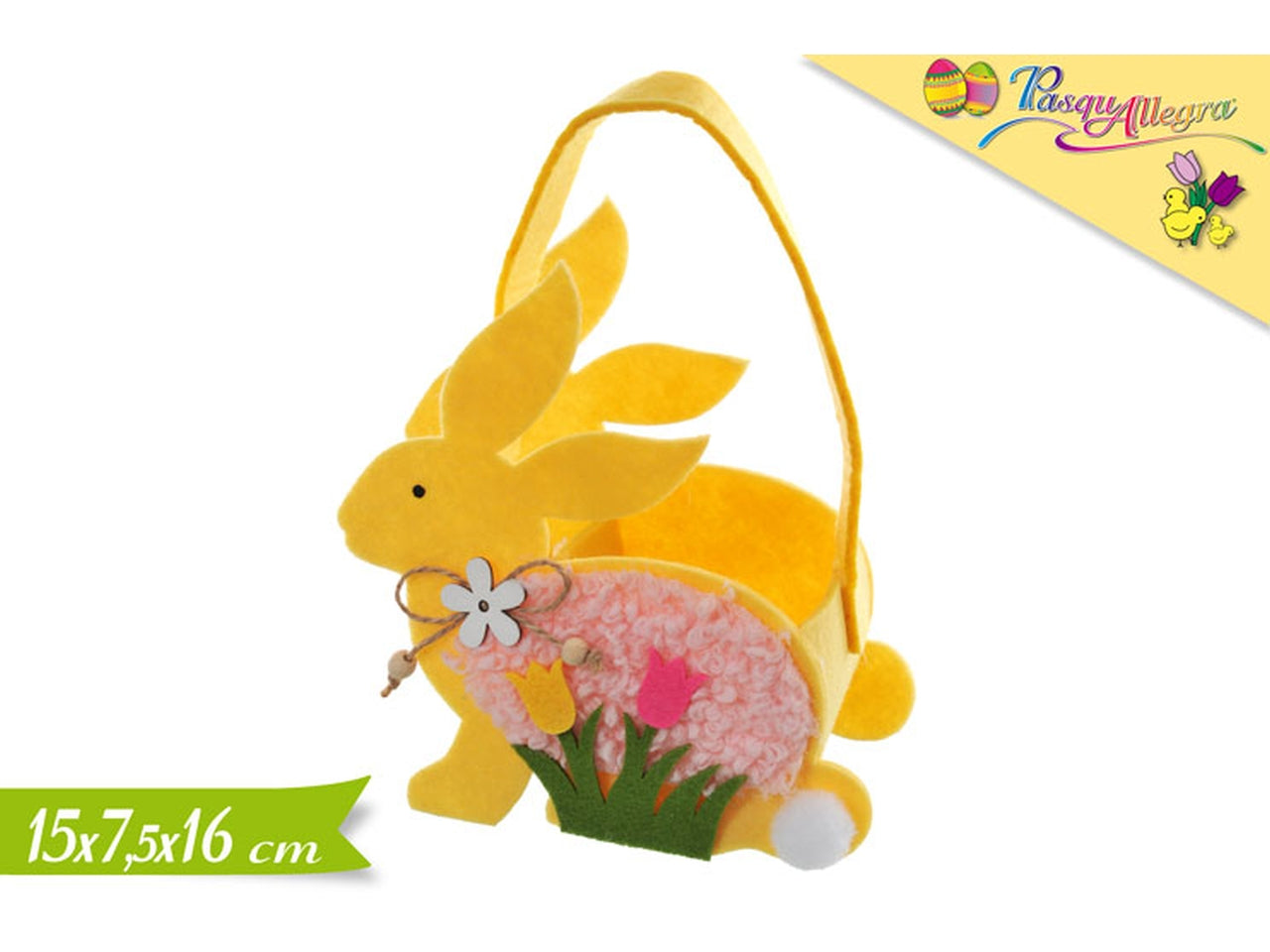 Cestino decorativo con coniglio misura 14cm