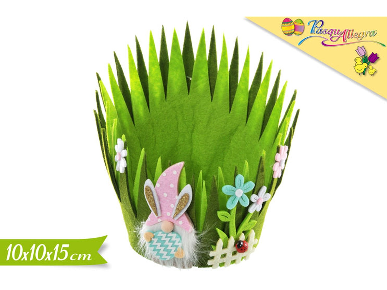 Decorazione cestino con gnomi pasquali misura 10cm