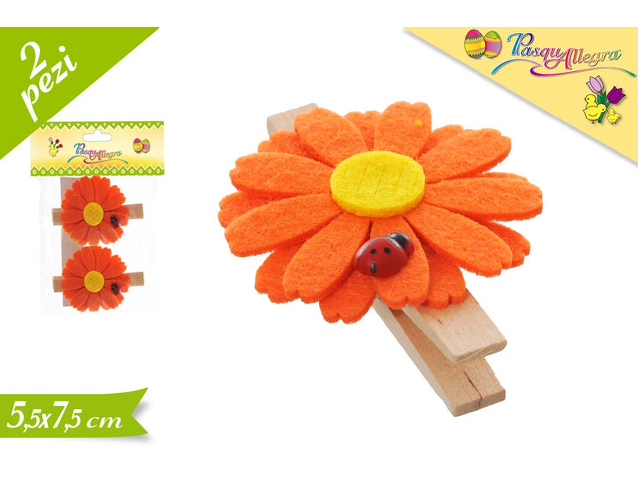 Decorazione mollette con fiori 2 pezzi