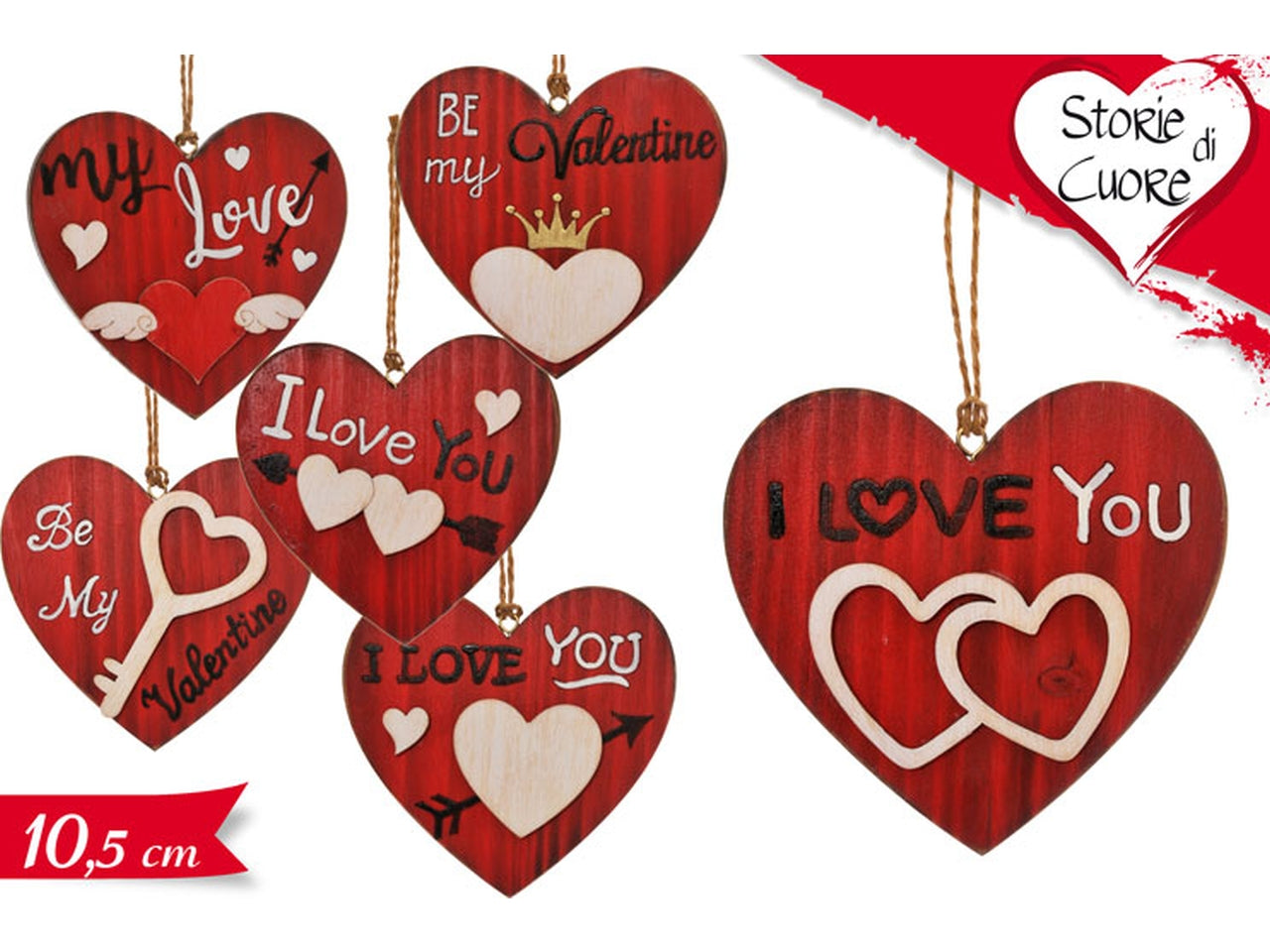 Pendaglio cuore rosso assortito