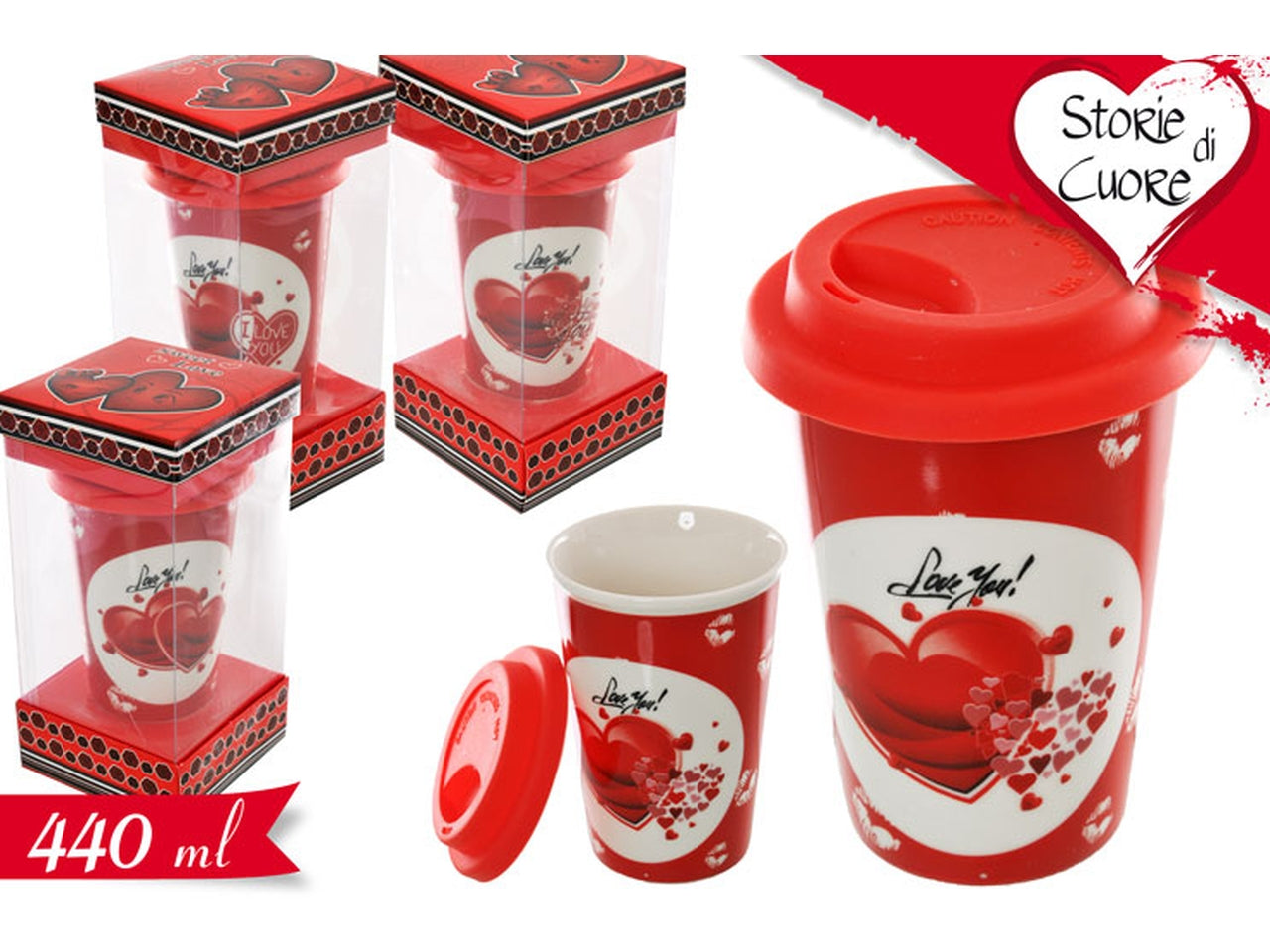 Tazza con coperchio assortita