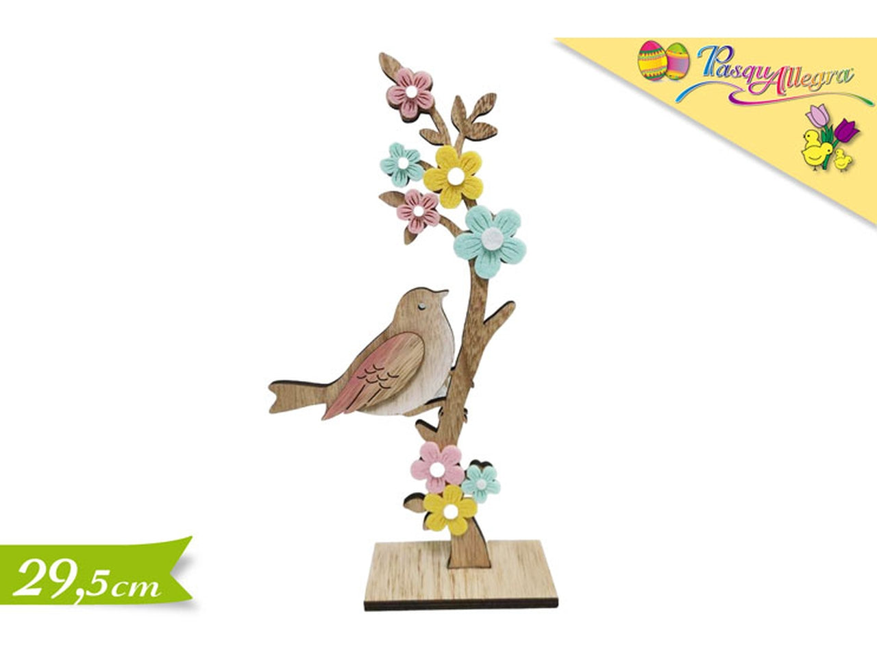 Albero con uccellino e fiori
