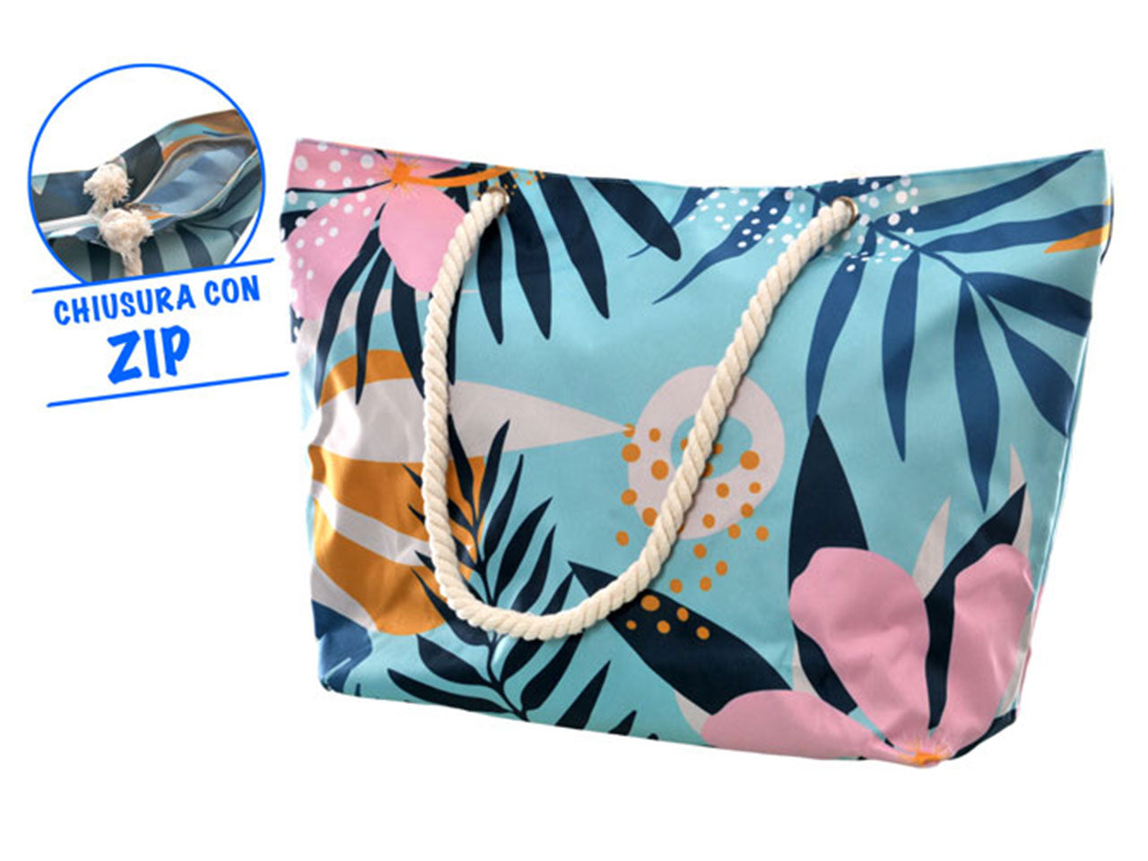 Borsa mare in poliestere multicolor - Golden hill