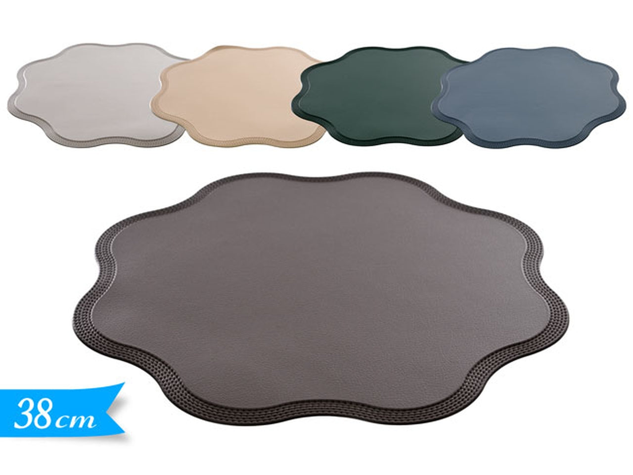 Tovaglietta americana tonda in pvc 5 colori assortiti effetto pelle 38 cm - Cara Maison