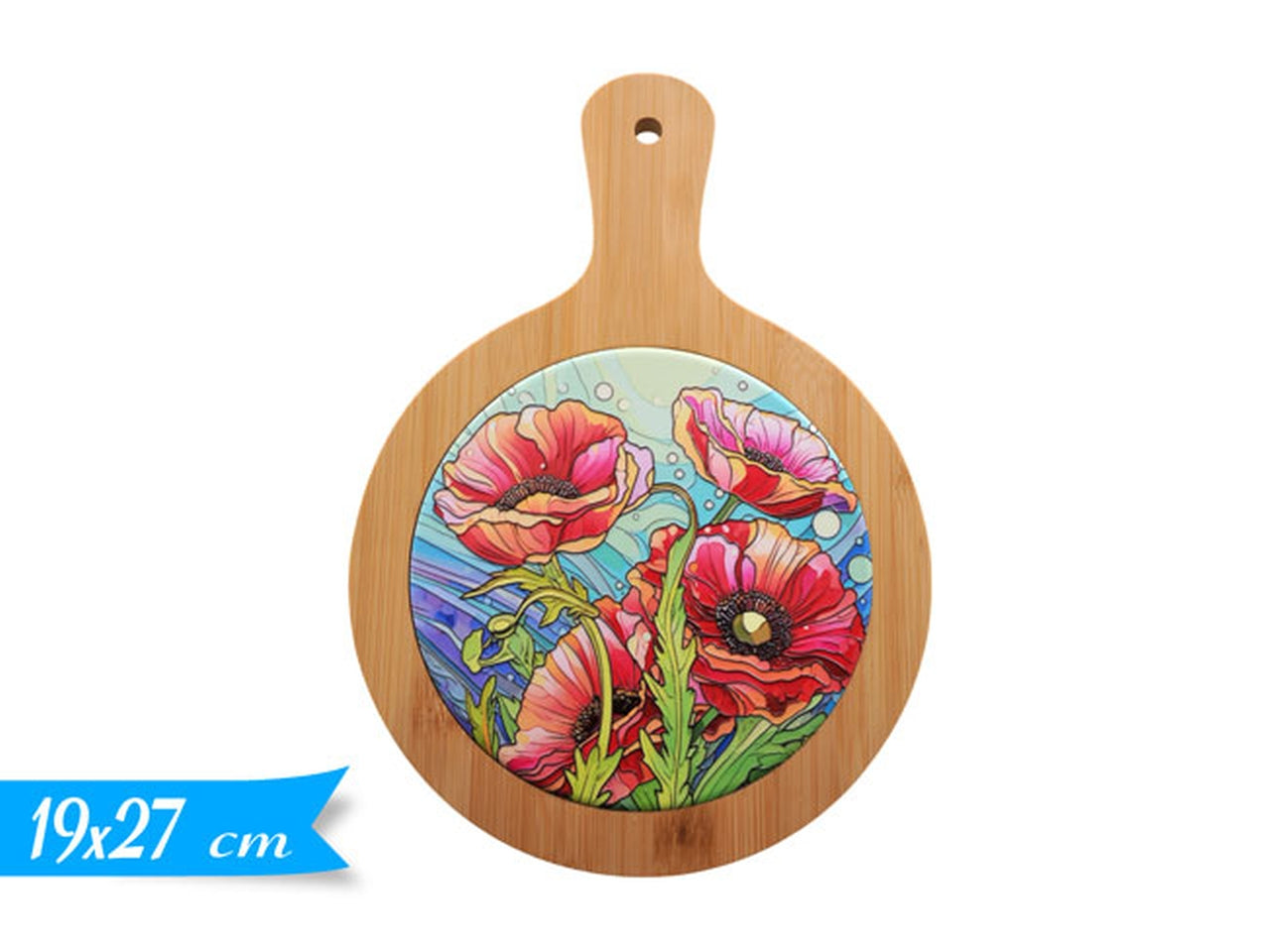Sottopentola papaveri in dolomite e bamboo fantasia etnica multicolor 20 cm  Golden Hill