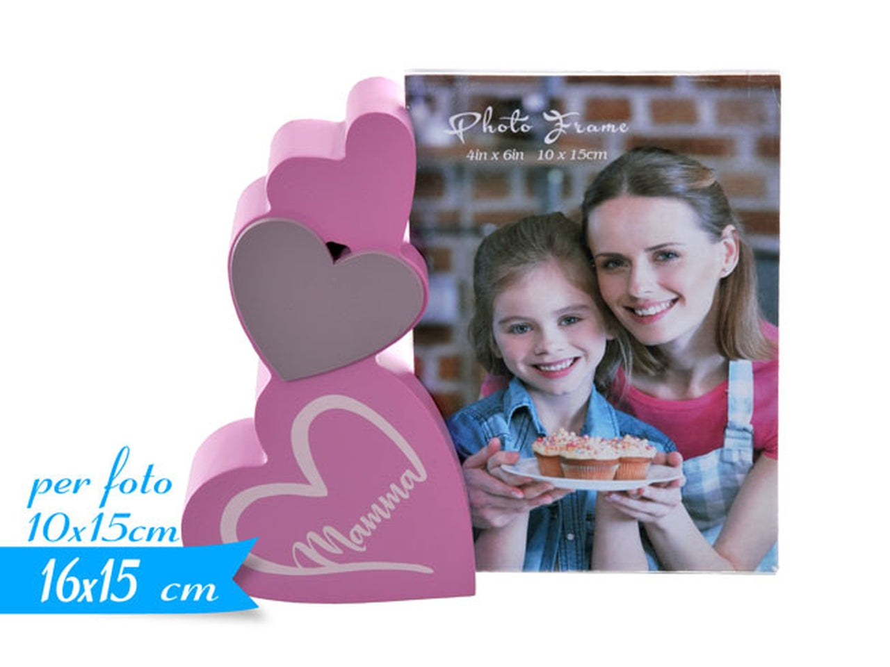Portafoto mamma con cuori rosa