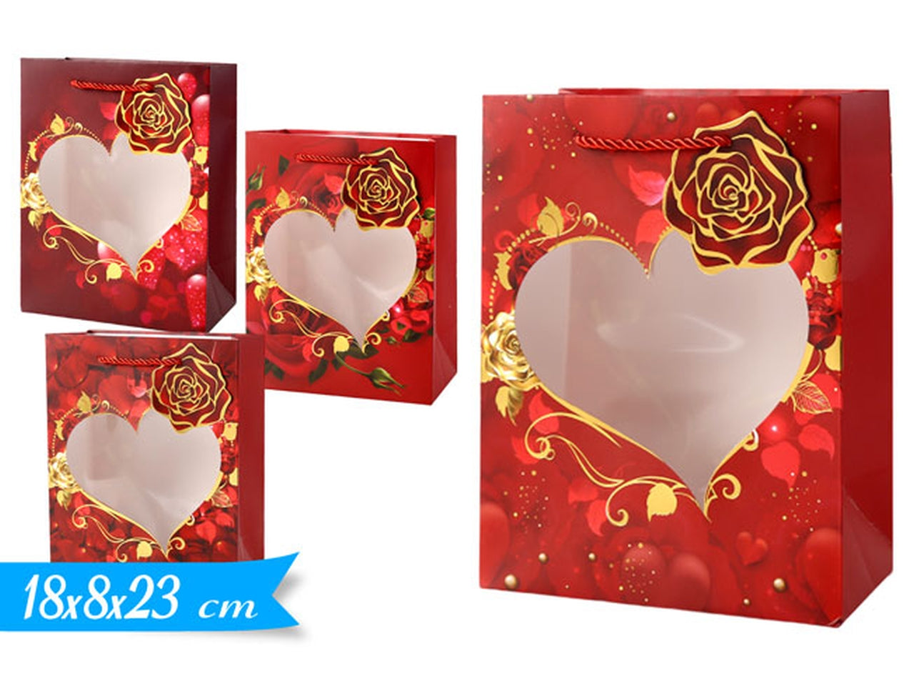 Busta cuori 18x23x8cm assortita