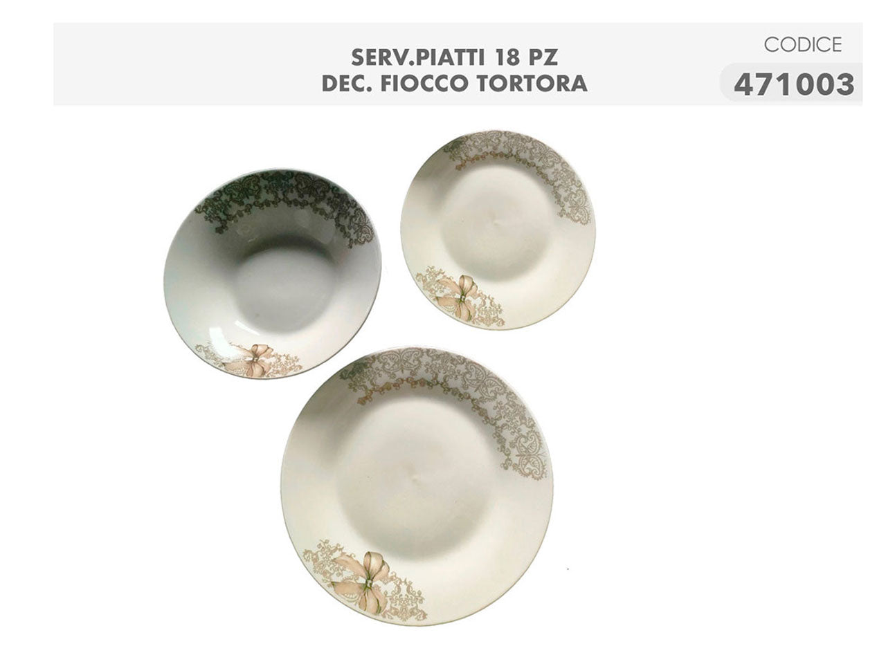 Servizio piatti per 6 persone in porcellana beige e tortora classico - Casalinghi Del Giudice