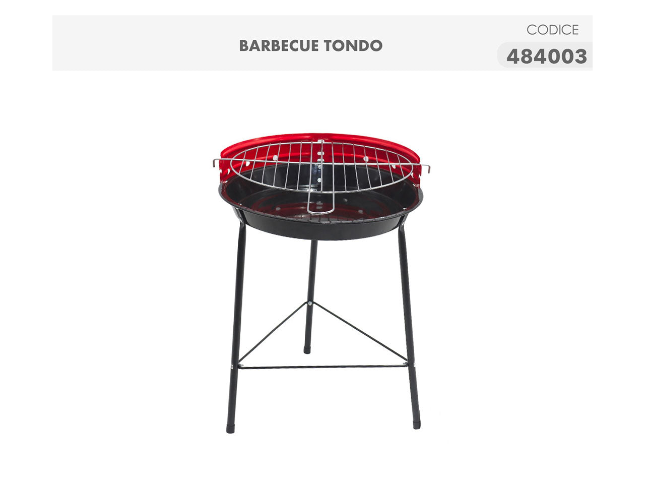 Barbecue tondo in metallo nero e rosso 41,5x33x45 cm - Casalinghi del Giudice