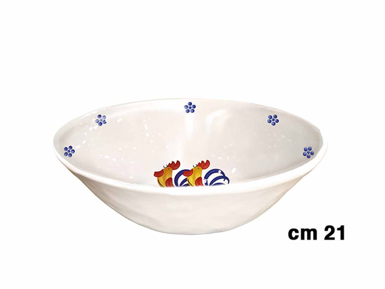 Insalatiera in melamina 21,5xh.7cm con decorazione galli