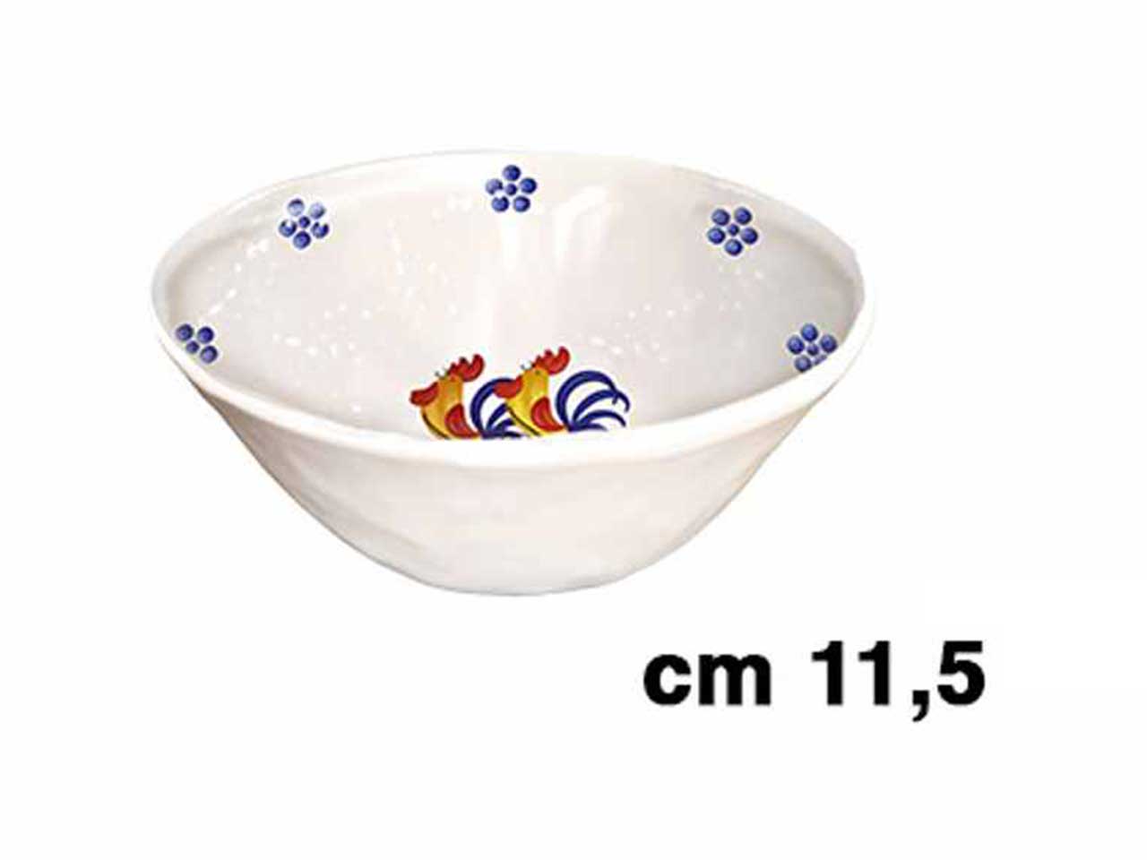 Insalatiera in melamina 11,5xh.6cm con decorazione galli