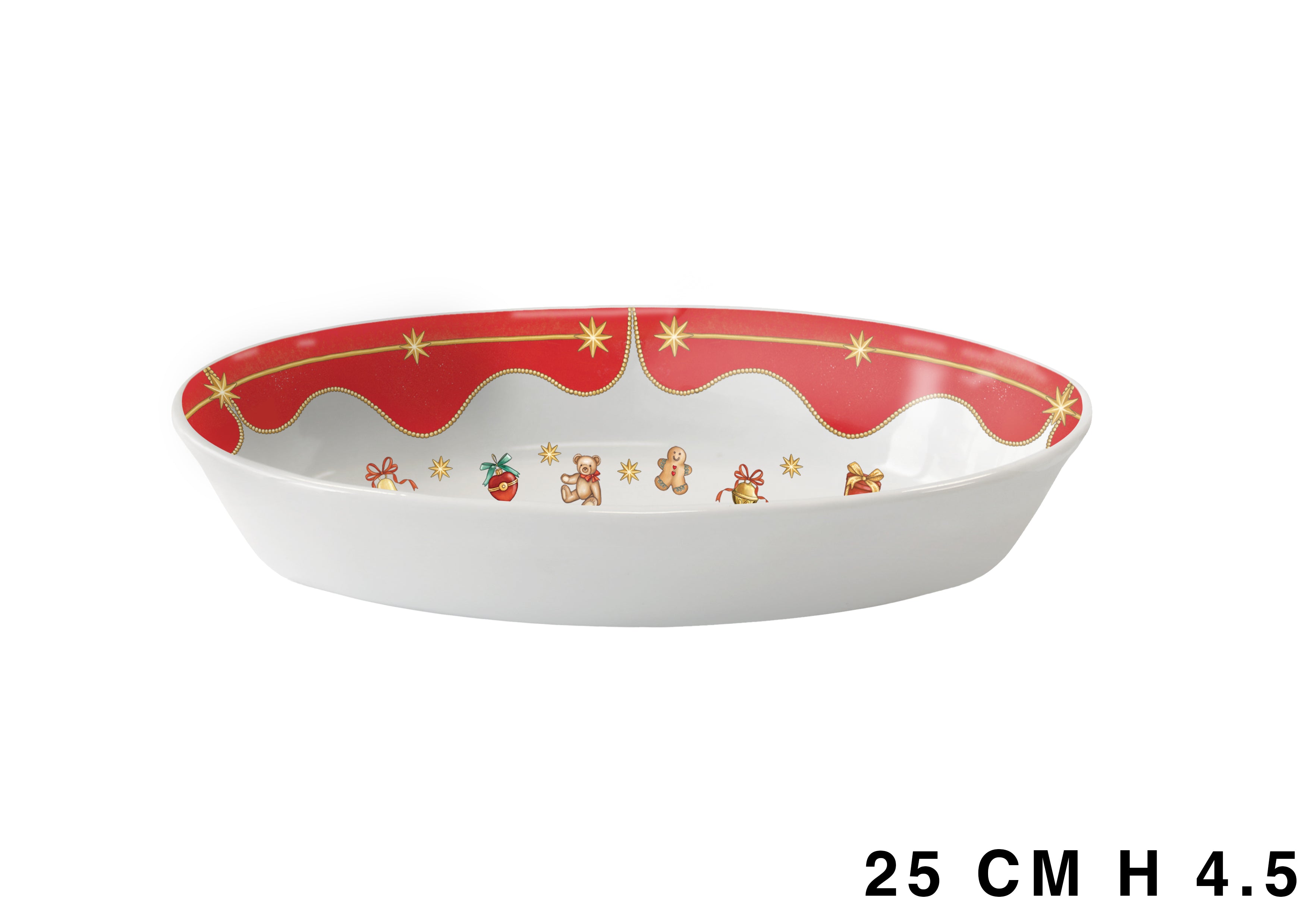 Ovalino fondo natalizio vintage in melamina misura 25xh.4,5cm