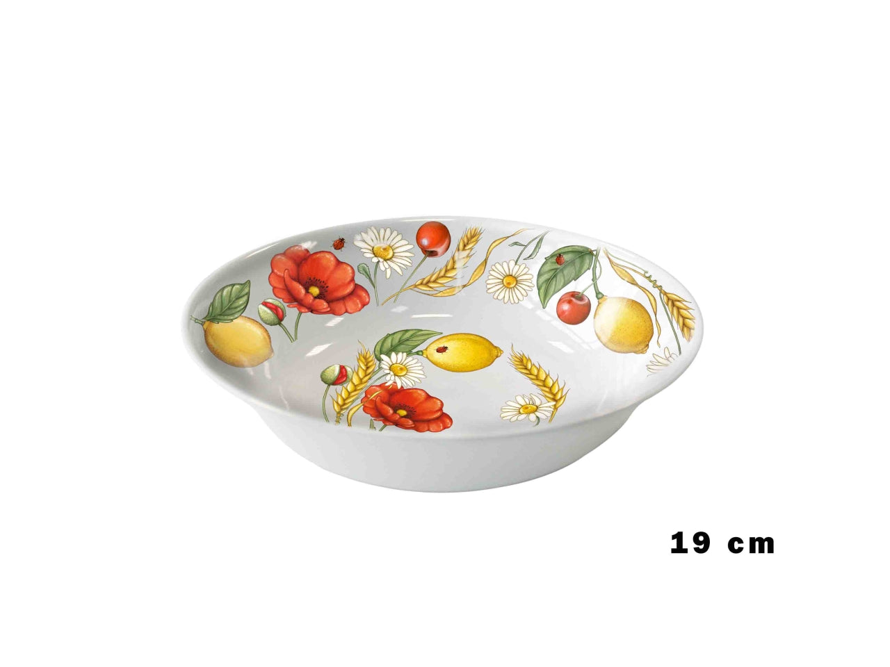 Lavafrutta in melamina diametro 19cm decoro papaveri