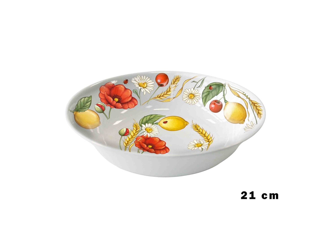 Lavafrutta in melamina diametro 21cm decoro papaveri