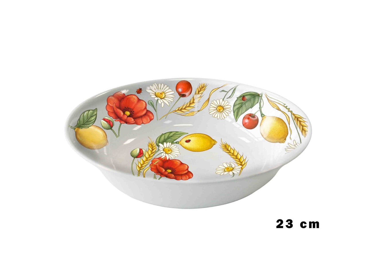 Lavafrutta in melamina diametro 23cm decoro papaveri