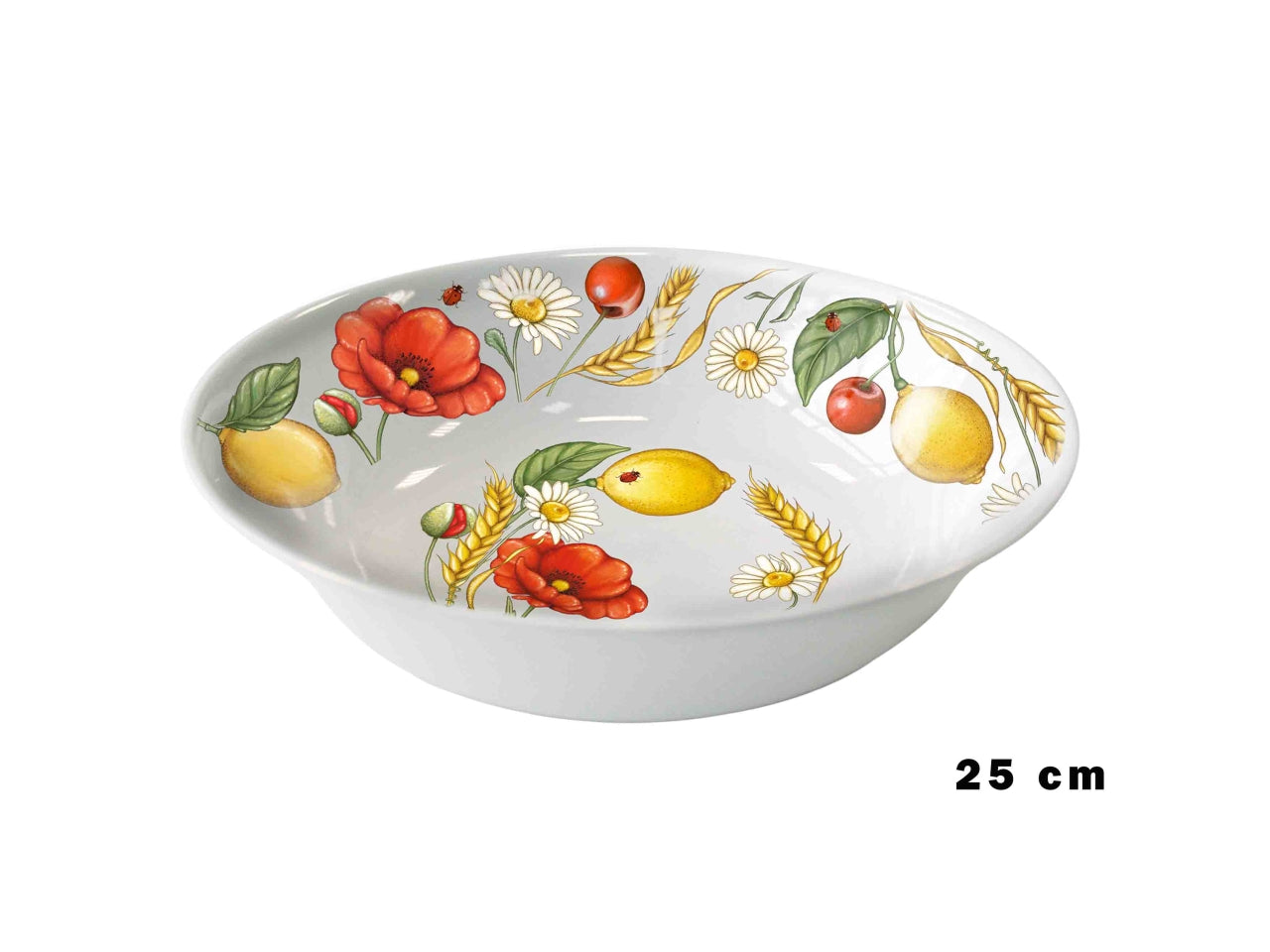 Lavafrutta in melamina diametro 25cm decoro papaveri
