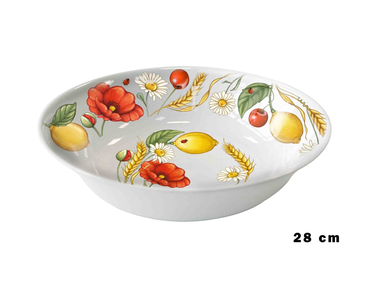 Lavafrutta in melamina diametro 28cm decoro papaveri