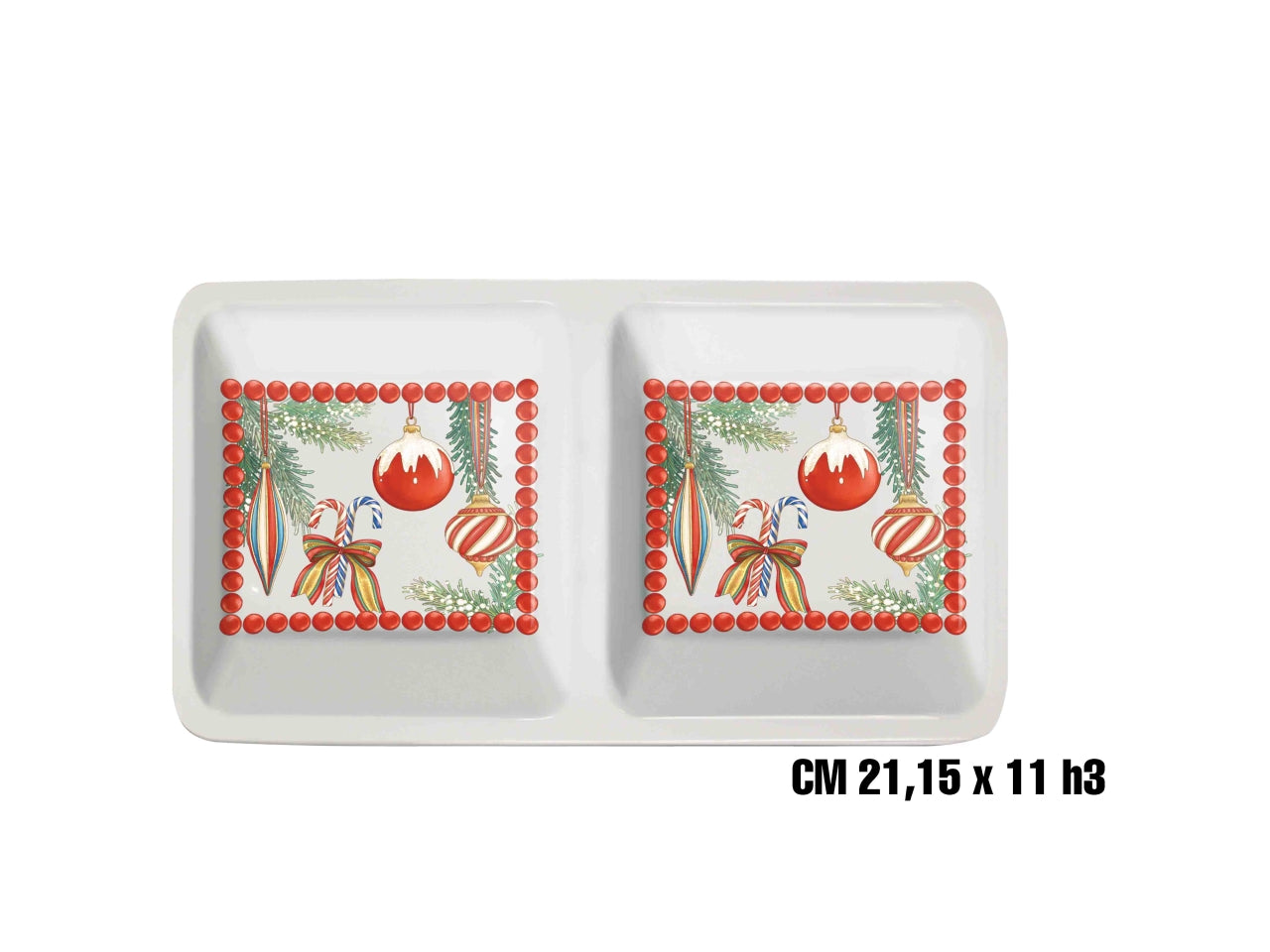 Snack con 2 piattini in melamina decoro natale