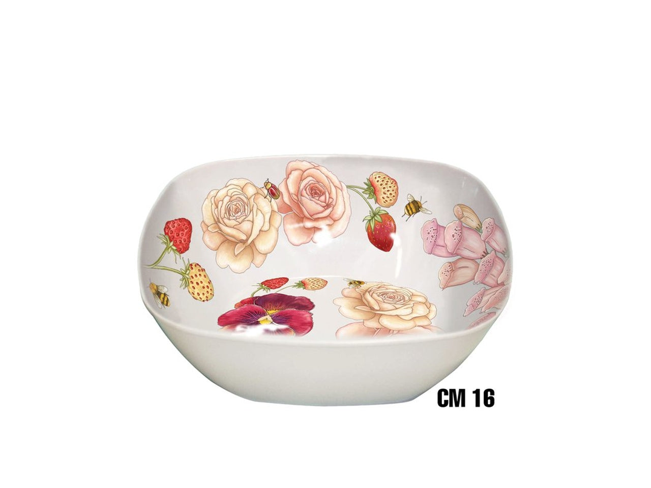 Cestino quadro melamina 16cm fiori rosa