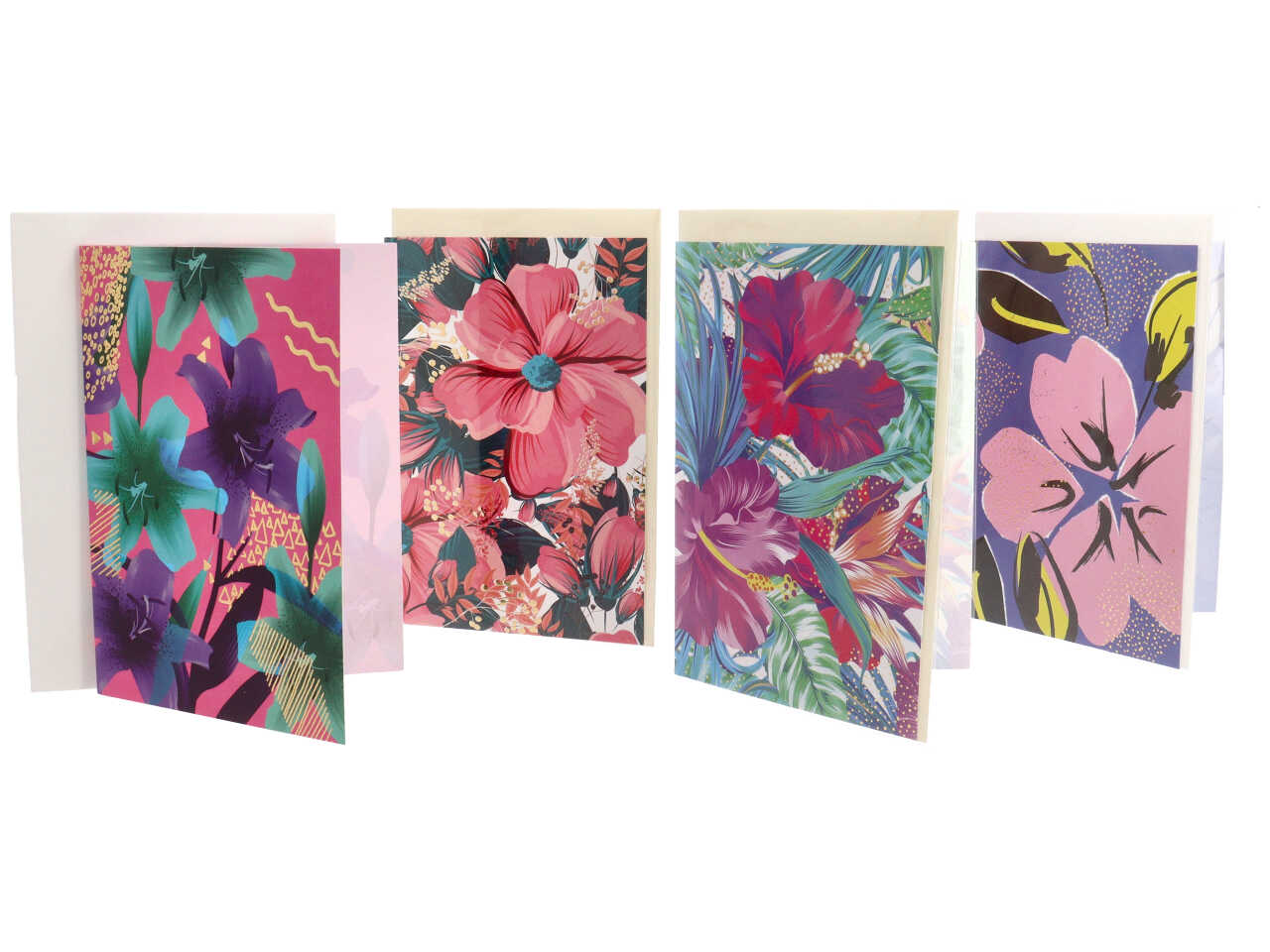 Biglietti per auguri con fiori linea cartomania greetings con dettagli in foil oro e busta misura 11,8x16,8cm
