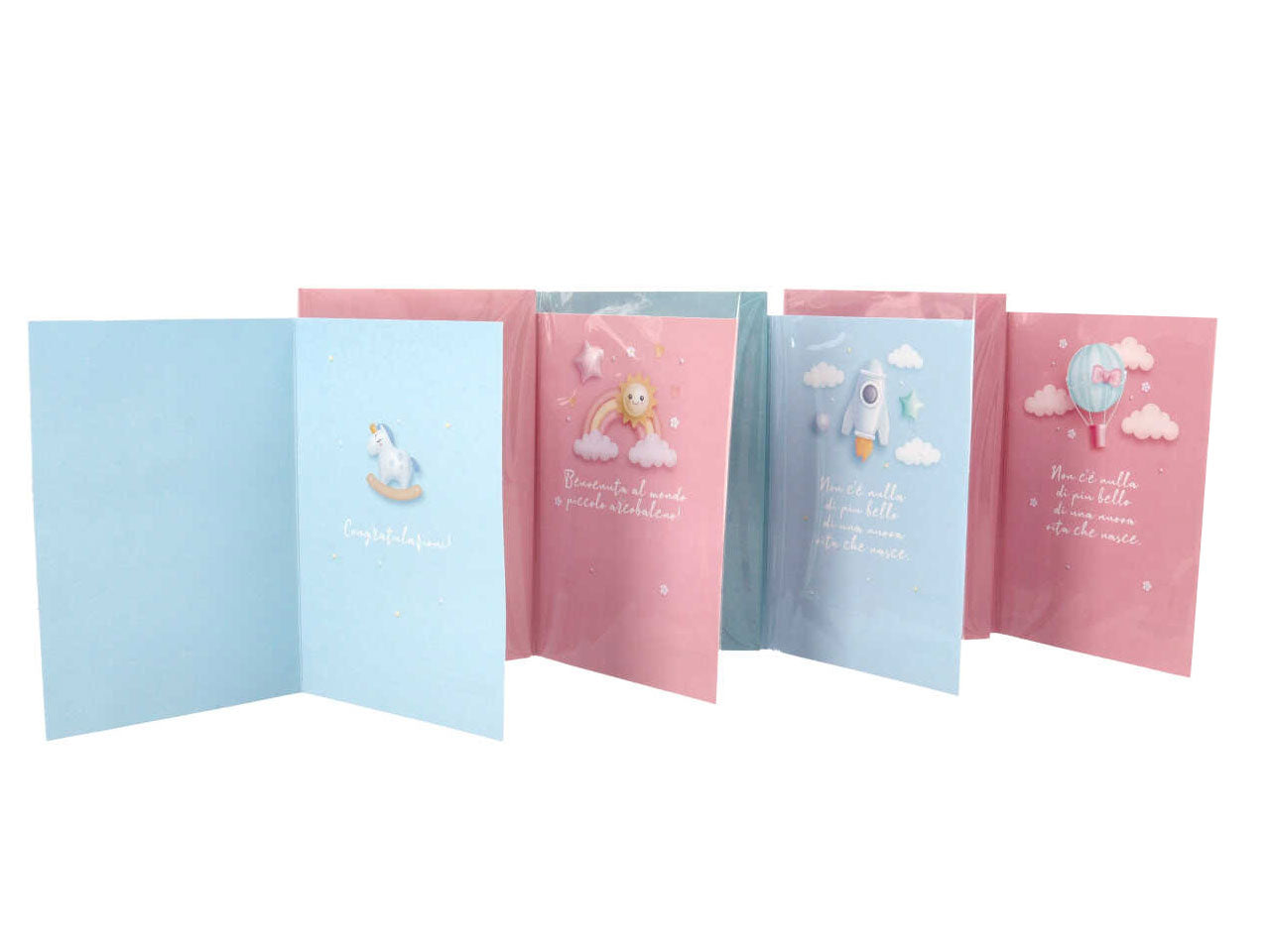 Biglietti per nascita linea cartomania greetings con dettagli glitter e busta misura 11,8x16,8cm