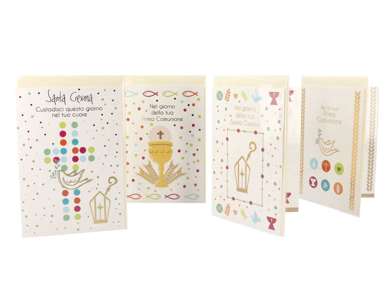 Biglietti per cresima o comunione linea cartomania greetings con lamina oro e busta misura 11,8x16,8cm