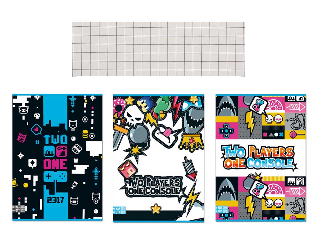 Quaderno a4 maxi twoplayersoneconsole rigatura 5mm - assortiti