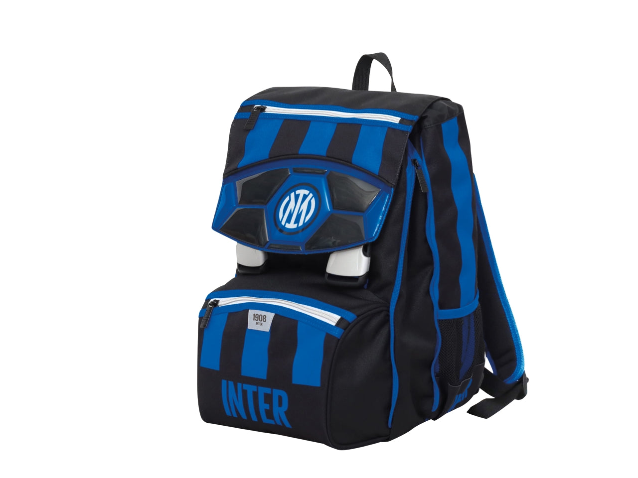 Zaino scuola Inter sdoppiabile in tessuto, tirazip personalizzati e tasca laterale porta borraccia,28x40x13 cm - Seven