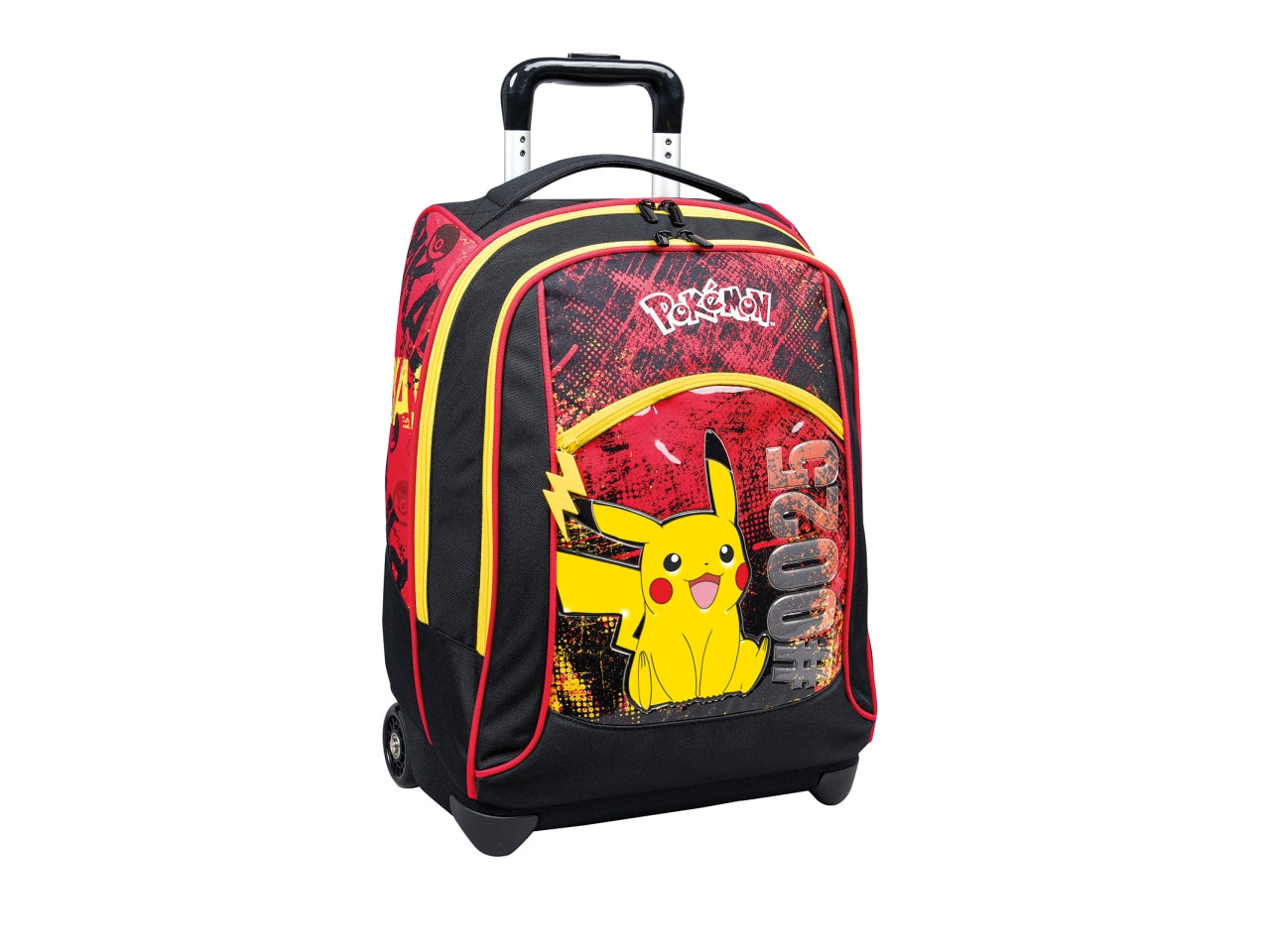Trolley zaino scuola Pokemon Pikachu, doppio scomparto, schienale imbottito e barra telescopica, 36,5x50x26 cm - Seven