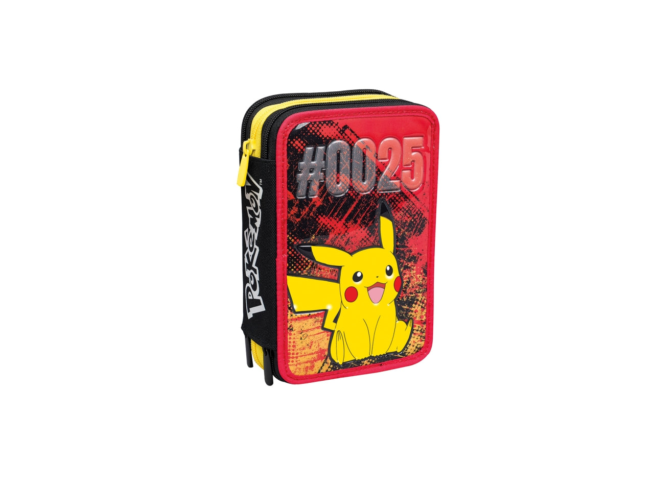 Astuccio scuola 3 zip Pokemon Pikachu, multicolor con 44 accessori, 19,7x12,5 cm - Seven
