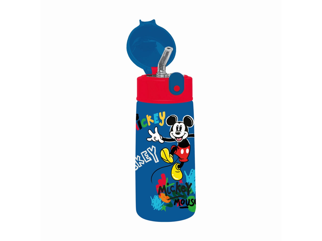 Borraccia termica Mickey Mouse, 460 ml in acciaio con cannuccia - Seven