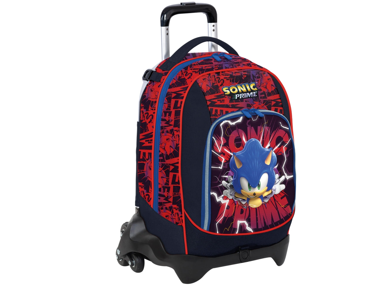 Zaino trolley scuola Sonic con carrello sganciabile in tessuto con doppio scomparto, 37x46x18 cm - Seven