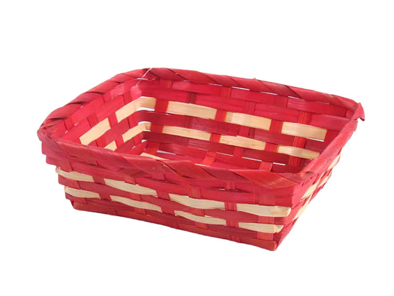 Cesto rettangolare crema-rosso 19x12x7