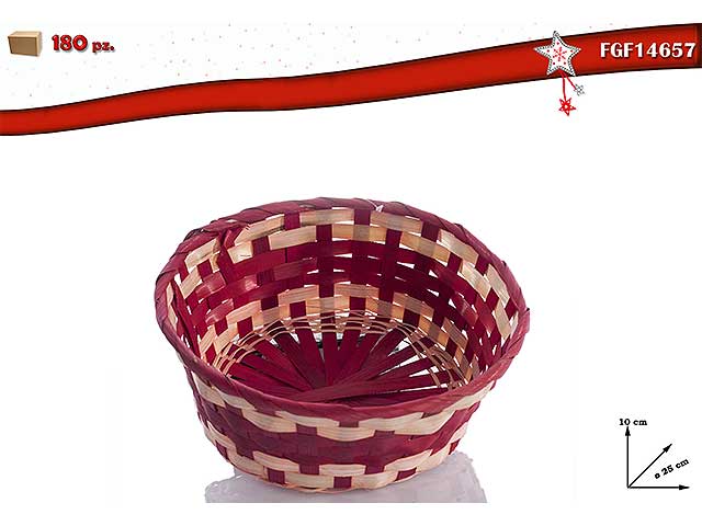 Cesto tondo 30x24x10 crema-rosso