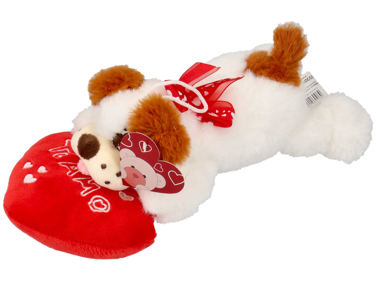 Peluche cane su cuore misura 18cm
