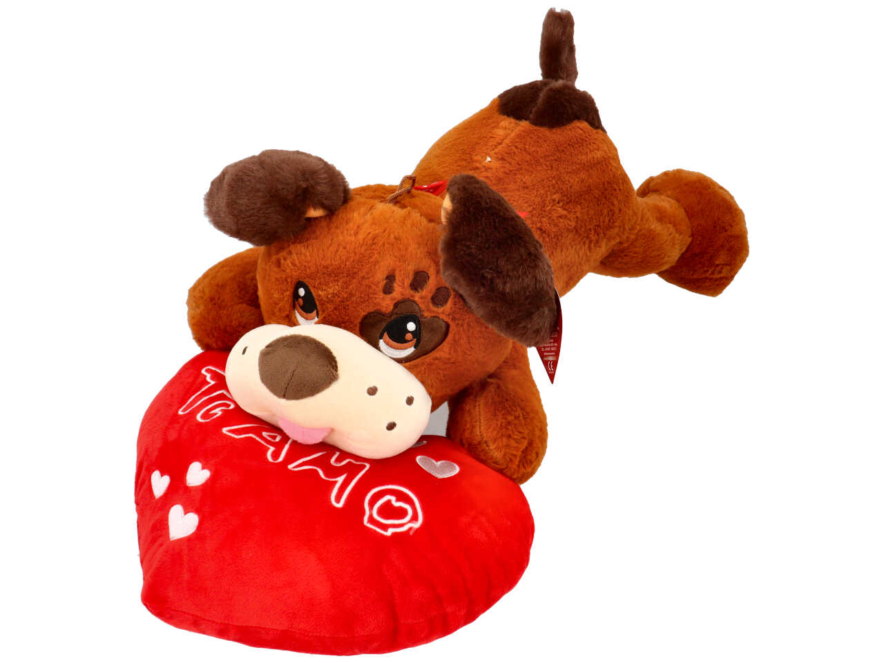 Peluche cane su cuore misura 40cm